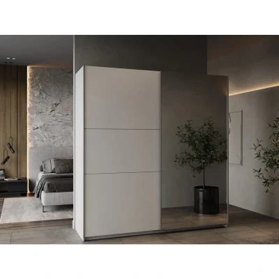 Afbeelding van GHOST kledingkast Matwit decor 2 schuifdeuren + spiegel L.194,5 x D.59,9 H.203 cm DEMEYERE