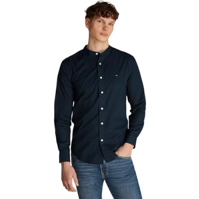 Afbeelding van Tommy Hilfiger FLEX Solid Shirt Overhemd, Heren, Maat: Medium, Desert sky