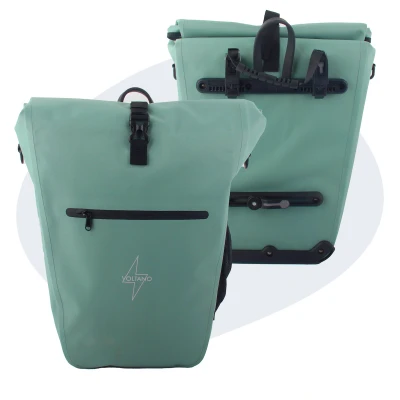 Afbeelding van Voltano Luxe E bike Fietstas 28L Mint Groen Pakaftas Met Laptop vak 100% Waterdicht