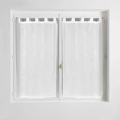 Afbeelding van Douceur d&#039;Intérieur, Raamgordijnen, met lussen, crêpeweefsel, polyester/chenillevezels, polyester, wit, 90 x 60 cm