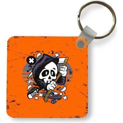Afbeelding van Sleutelhanger Uitdeelcadeautjes Vintage Skelet Skateboard Plastic Vaderdag cadeau Geschenk Cadeautje voor hem Tip Mannen