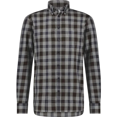 Afbeelding van State Of Art Overhemd Ruiten Grijs maat M Heren met Regular fit Pasvorm Katoen Suitable Herenkleding