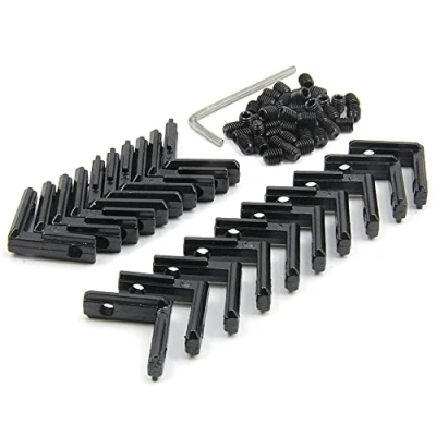 Afbeelding van Befenybay 20Pcs Zwarte T Slot L Vorm 90 Graden Interieur Binnen Hoek Connector Gezamenlijke Beugel Met Schroeven Voor 6Mm Aluminium Extrusie Profiel 2020 Serie
