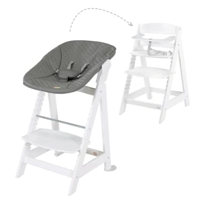Afbeelding van roba kinderstoel, Born Up Click Complete set 2 in 1 met opzetstuk voor kinderen vanaf 0 maanden Kleur wit grijs