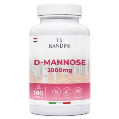 Afbeelding van Bandini® D mannose bij cystitis 180 capsules 2.000 mg voor dagelijkse dosis hoge voedingssupplement welzijn en ondersteuning van de urinewegen pure 100%