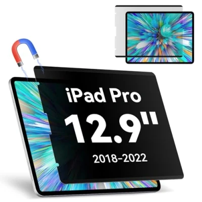 Afbeelding van Magnetische privacyfilter, compatibel met iPad Pro 12,9 inch (2022 M2/2021/2020/2018), afneembaar, anti glare blauw licht, privacy scherm, displaybescherming, inkijkbescherming, bubbelvrij,