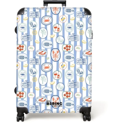 Afbeelding van NoBoringSuitcases.com® Koffer groot Reiskoffer lichtgewicht Gestreepte zomer print kleurrijk Rolkoffer met 4 wielen Grote trolley XL 98 liter bagage