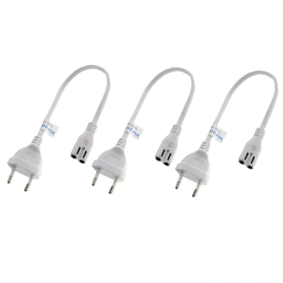 Afbeelding van shortix Set van 3 korte netsnoeren (stroomkabel met Euro platte stekker naar 8 aansluiting). wit. 30 cm.