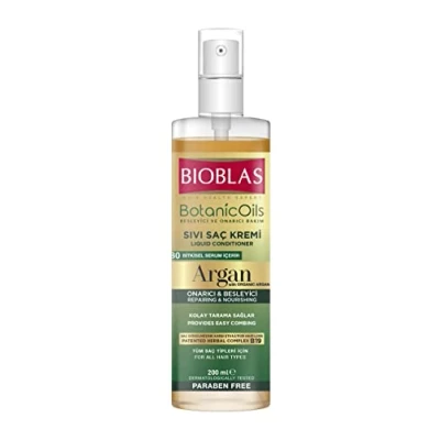 Afbeelding van BIOBLAS Argan Vloeibare conditioner met organische arganolie, effectief tegen haaruitval en geeft het haar glans, 200 ml