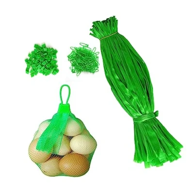 Afbeelding van 100 Stuks Herbruikbare Netzak, Kunststof Nettas Met Netgesp,Gaas Groentennetzak, Fruit en Groenteverpakkingsnet,voor Eiernetzak, Fruitnetzak, Noten, Boodschappen Netzak (Groene Kleur)