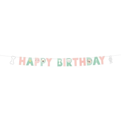 Afbeelding van Amscan Letterslinger Hello Pets 180 Cm Papier Groen/roze