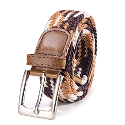 Afbeelding van Stoffen riem gevlochten en elastische voor dames heren lengte 100 cm tot 130 bruin meerkleurig