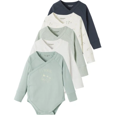 Afbeelding van Vertbaudet Set van 5 meegroei rompertjes met opening voor pasgeboren baby&#039;s