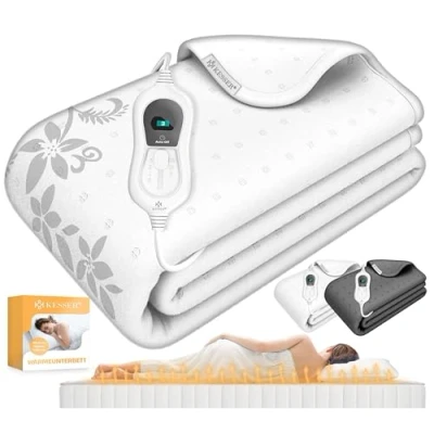 Afbeelding van KESSER® Warmte onderbed, 150 x 80 cm, met automatische uitschakeling, afstandsbediening, elektrische deken 3 temperatuurniveaus, warmteonderdeken voor bed, matrasverwarming, warmtedeken van zacht