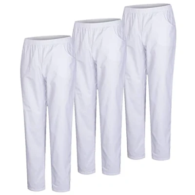 Afbeelding van MISEMIYA 3 pack uniseks broek gezondheidsuniform medische uniformen werkbroek, wit 21, 5XL