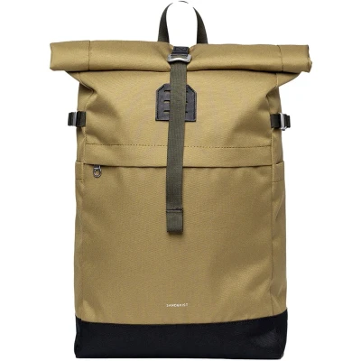 Afbeelding van Sandqvist Icon Rolltop laptop rugzak M olive drab with black leather
