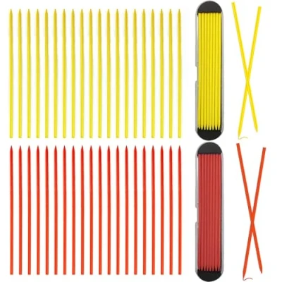 Afbeelding van 40 stuks potloodvullingen voor timmermanspotlood, 2,8 mm timmerpotlood, reservondullingen, constructiepotlood vervanging, solide markeerstift architect tekenen (geel, rood)