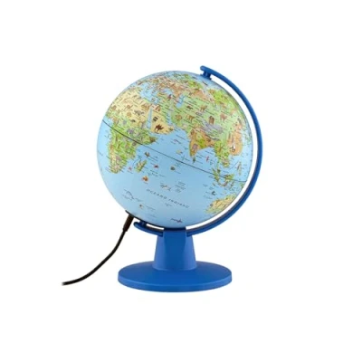 Afbeelding van Tecnodidattica Safari licht, kleine wereldbol voor kinderen, geografische montage, helder en draaibaar, USB kabel, geïllustreerde cartografie, diameter 16 cm, teksten in het Italiaans