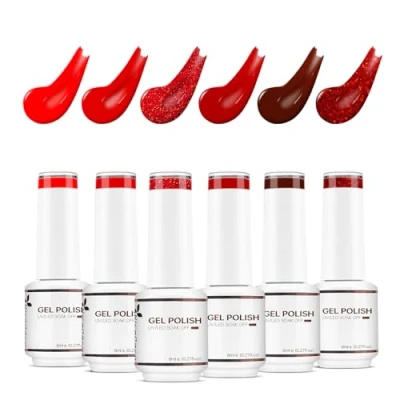 Afbeelding van Nicedeco Gel Nagellak Set Semi permanent Gellak UV LED Soak Off Rode Kleuren 6 x 8ML Valentijnsdag Gift 19