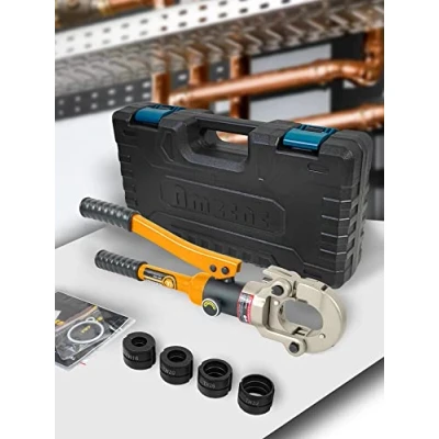 Afbeelding van AMZCNC professionele perstang, TH profiel, set met persbekken, 16 20 26 32 mm, een 360 draaibare kop, voor composietbuis, inclusief bekinzetstukken, TH16,TH20,TH26,TH32, incl.