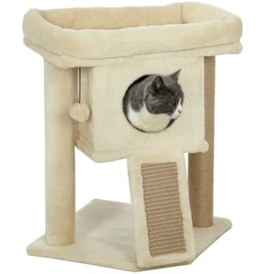 Afbeelding van PawHut Kratzbaum Kratzbrett, Spielball Beige