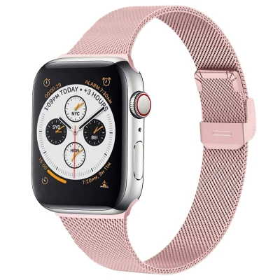 Afbeelding van Apple Watch bandje Milanees Roze Geschikt voor Series1/2/3/4/5/6/7/8/9/10/SE (38/40/41 mm) Series 10 (42