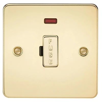 Afbeelding van Knightsbridge FP6000NPB FPAV6000NPB Flat Plate 13A Fused Spur Unit met neon gepolijst messing
