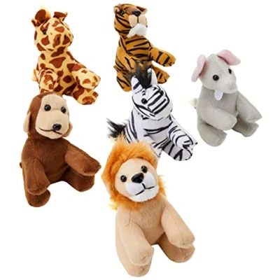 Afbeelding van Baker Ross AG756 Pluche dieren &quot;jungle&quot; voor kinderen als knuffelige verrassing of prijs bij partyspelen (6 stuks),gesorteerd