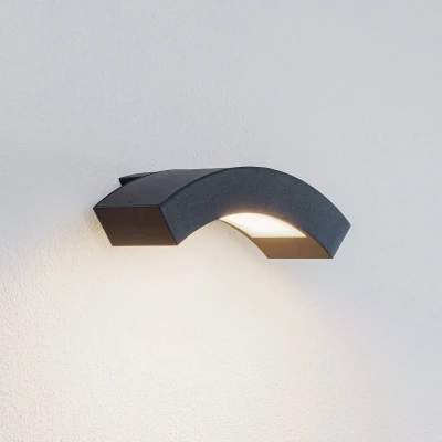 Afbeelding van Lucande LED wandlamp buiten 1licht aluminium, kunststof H: 7.9 cm grafietgrijs, wit transparant Inclusief lichtbron