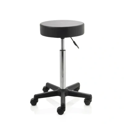 Afbeelding van Ergonomische tabouret op harde wieltjes kunststof frame hoge gasveer zwart ZenGrowth