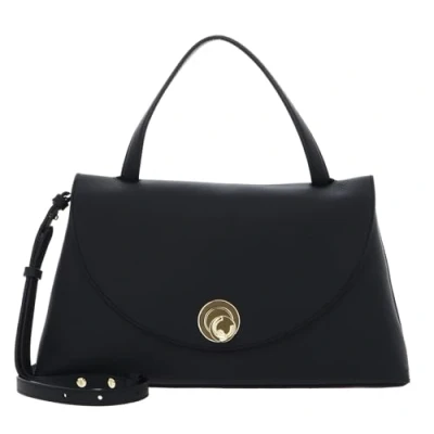 Afbeelding van COCCINELLE Leren schoudertas handtas Nikla Handbag Double Grainy Leather Noir / Cognac zwart