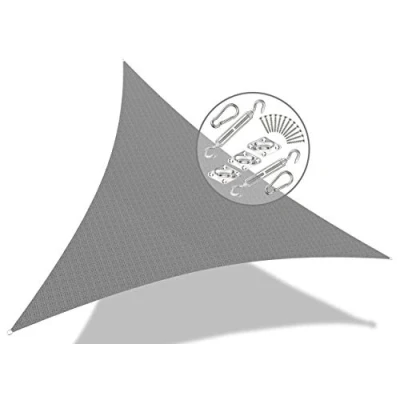 Afbeelding van Parasol, driehoekig met montageset, zonwering, ademend en UV bescherming, voor balkon, tuin, Terras, 3,6 x m, grijs