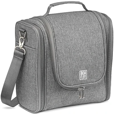 Afbeelding van Extra grote make up tasjes in toilettes bovenop de hangers, voor dames haar, toilettasjes, en waszak met elastische bandhouders toiletspullen, rijstaccessoires, up, (X large) kwarts grijs , xl, toilettassen