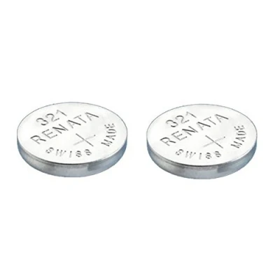 Afbeelding van 2 x Renata 321 horlogebatterij, vervaardigd in Zwitserland, zilveroxide 1,5 V, ook bekend als SR616SW