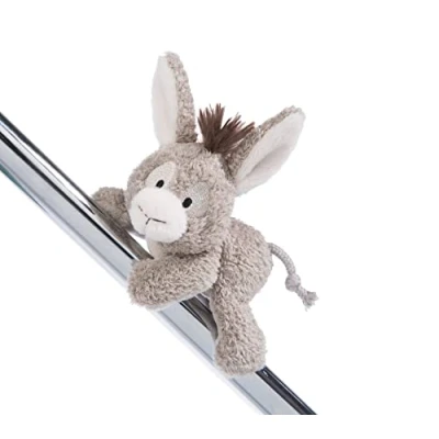 Afbeelding van MagNICI ezel Donkeylee 12 cm grijs Duurzame knuffel met magneet magnetisch dier voor koelkast, schoolbord, metaal en nog veel meer, geweldig geschenkidee