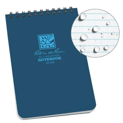 Afbeelding van All weather notitieboek van Rite in the Rain, spiraalbinding, 10,2 cm x 15,2 cm, bruin, universeel patroon, nr. 446 spiraal (boven) 10 15 blauw