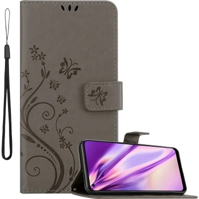 Afbeelding van Cadorabo Hoesje geschikt voor Realme 7 5G in BLOEMEN GRIJS Beschermhoes bloemmotief met magnetische sluiting, standfunctie en kaartsleuven Book Case Cover Etui