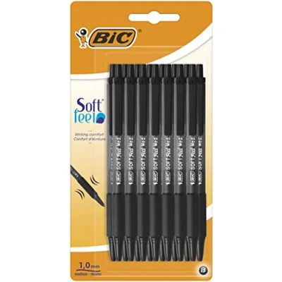 Afbeelding van BIC Balpen Soft Feel Clic met comfortabele rubberen grip Zwart 15 stuks