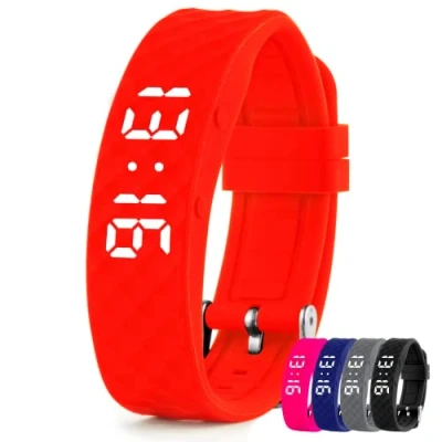 Afbeelding van TabTime Trilalarm herinnering horloge (rood) met maximaal 10 persoonlijke alarmen of pilherinneringen per dag
