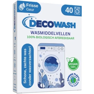 Afbeelding van Wasmiddel in strips voor de wasmachine (maximaal 72 wasbeurten) bevat weekmakers, milieuvriendelijk, hypoallergeen, veganistisch en dierproefvrij schone zachte kleding zonder planeet te