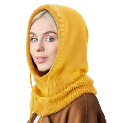 Afbeelding van DRESHOW Winterhoeden voor Vrouwen Balaclava Gebreide Beanie Schedelmuts met Koord Warmee Sjaalmuts Petuchon