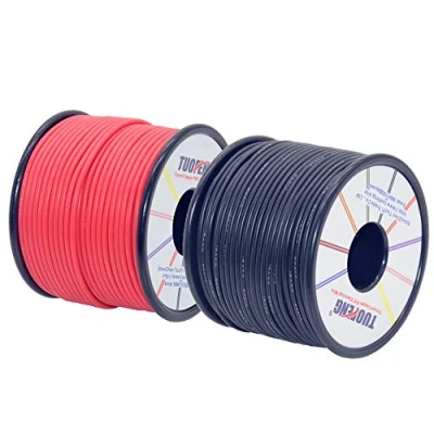 Afbeelding van TUOFENG 20 AWG elektrische draad [60 meter zwarte en 60 rode draad] flexibele siliconen gaas gehard kabel spoel van geblikt koper 18AWG 46M RED