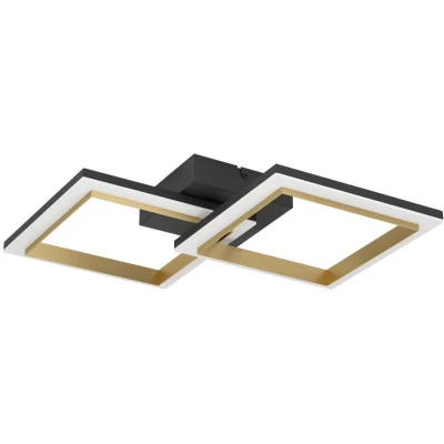 Afbeelding van EGLO LED plafondlamp Calliera, plafonnière dimbaar in stappen, kantoorlamp plafond, keukenlamp van metaal en kunststof zwart messing, neutraal wit, 31 x 52,5 cm