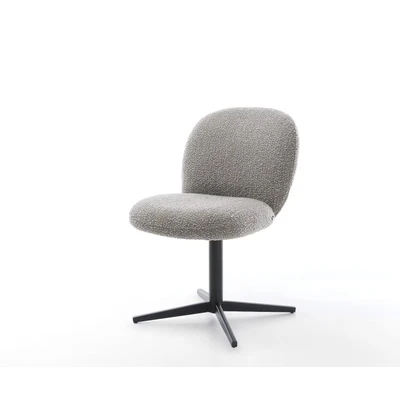 Afbeelding van DELIFE Draaistoel Nube Flex bouclé zilver grijs kruispoot zwart 360 draaibaar pocketveer kern