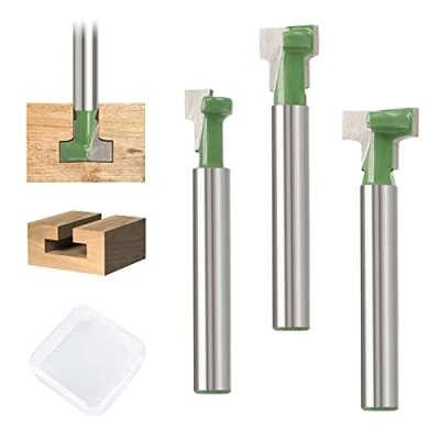 Afbeelding van Jubaopen 3 frezen voor bovenfrezen, houtfrees, schacht 8 mm/9,5 mm/12,7 mm, kopieerfrees, frees, T groef