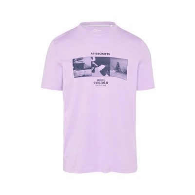 Afbeelding van s.Oliver MIT CREW NECK UND Frontprint Tshirt print, Heren, Maat: XL, Lavendel