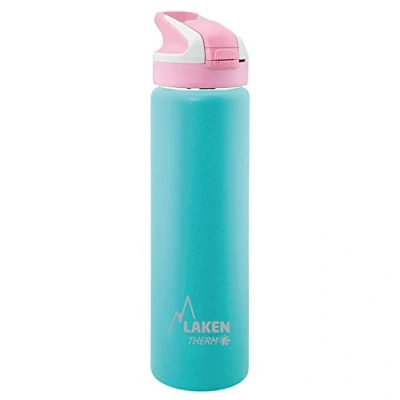 Afbeelding van Laken herbruikbare thermische fles top van roestvrij staal met automatische dop en veiligheidssluiting, 750 ml, turquoise