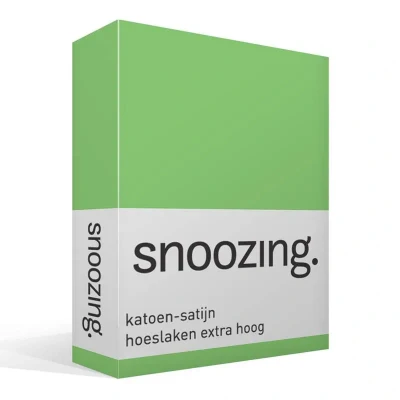 Afbeelding van Snoozing Katoen satijn Hoeslaken Tweepersoons Extra Hoog 120x220 cm Lime