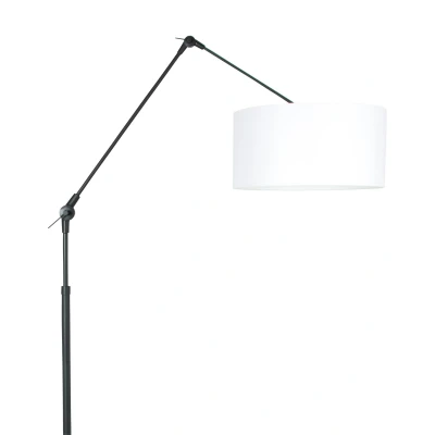 Afbeelding van Steinhauer Vloer Leeslamp Prestige Chic zwart met 40cm witte chintz kap 8112ZW