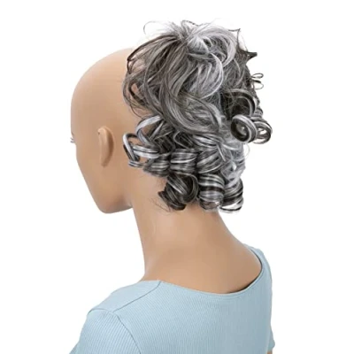 Afbeelding van CAISHA Haarstukje Scrunchy Updo Kapsels Bruidskapsels Volumineus Krullend Rommelig Knotje Bruin Grijs Mix G14L
